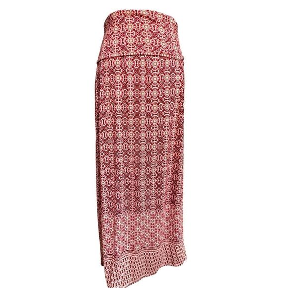 Max Studio Geometric Print Flowy Soft Rollover Waist Stretchy Maxi Skirt. Medium - Picture 3 of 11